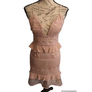 Saylor blush xs Lace ruffled sleeveless dress